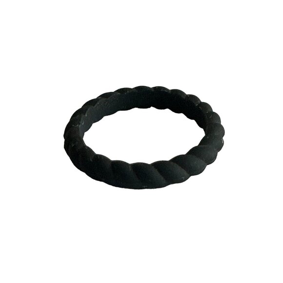 Enso Silicone Ring Unisex Size 4 Solid Black Silicone Rope Ring Comfortable Chic - Picture 1 of 3